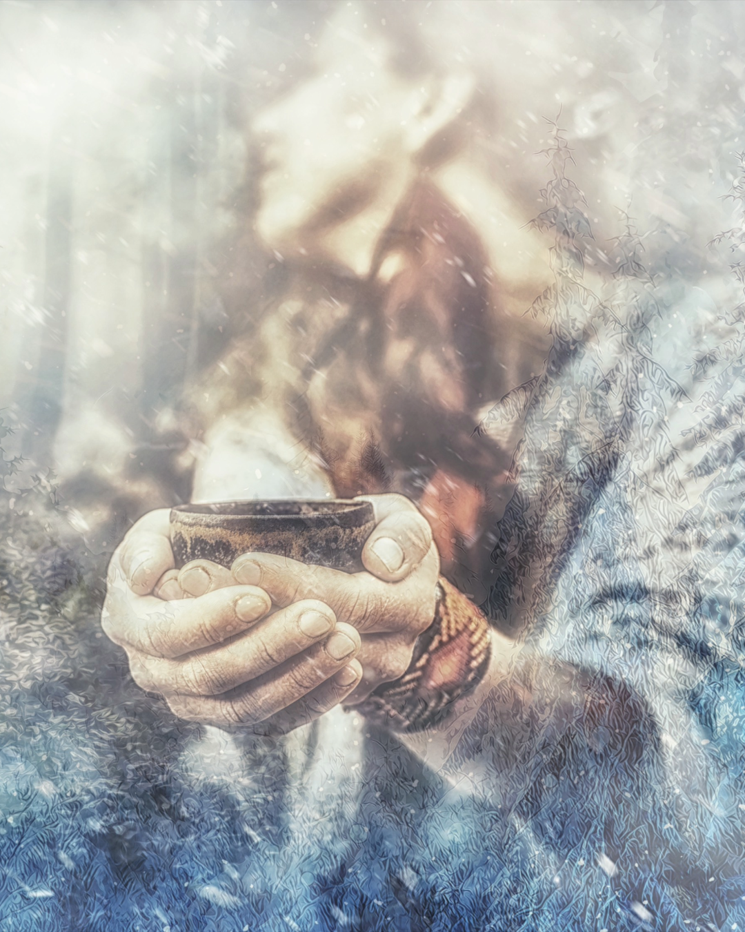 Two people enjoying hot chocolate